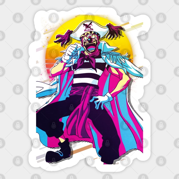 ONE PIECE - Buggy Sticker by 80sRetro